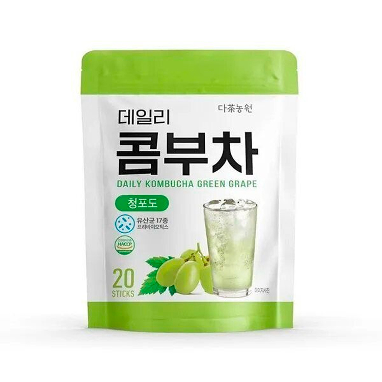 DANONGWON DAILY KOMBUCHA GREEN GRAPE Чайный гриб в готовых пакетиках с зеленым виноградом (5гр * 20шт) 1 DANONGWON DAILY KOMBUCHA GREEN GRAPE Чайный гриб в готовых пакетиках с зеленым виноградом (5гр * 20шт) 1